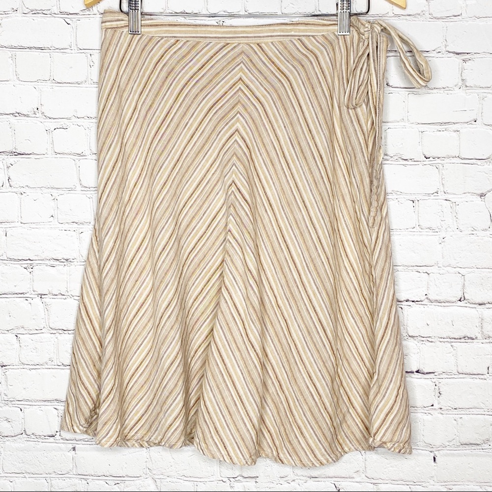 Old Navy Tan Striped Linen A Line Skirt